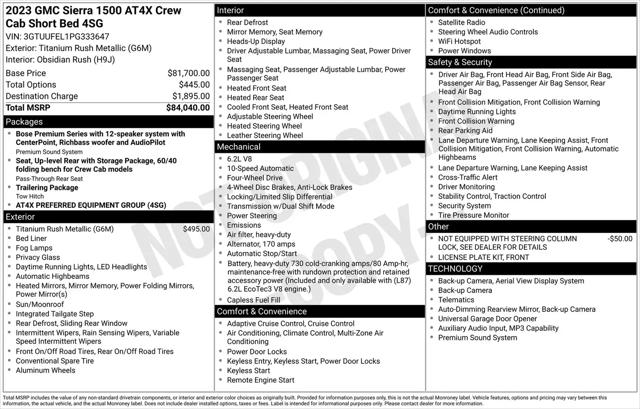 2023 GMC Sierra 1500 4WD Crew Cab Short Box AT4X