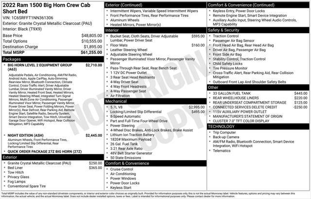 2022 Ram 1500 Big Horn Crew Cab 4x4 5'7" Box