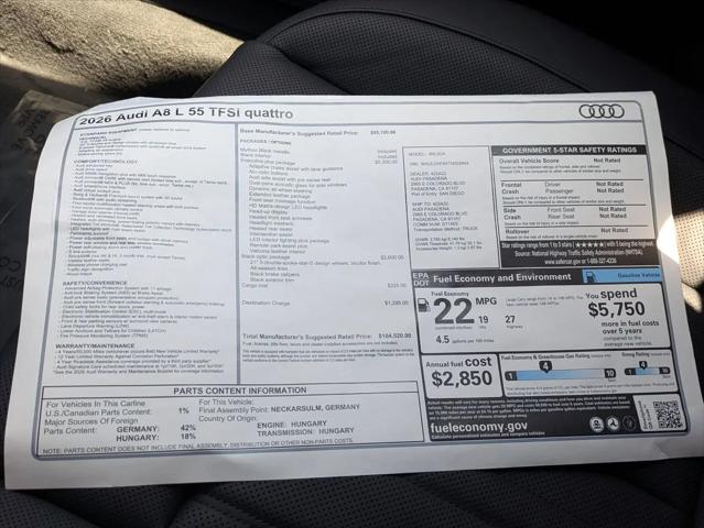 2026 Audi A8 55 TFSI quattro Tiptronic