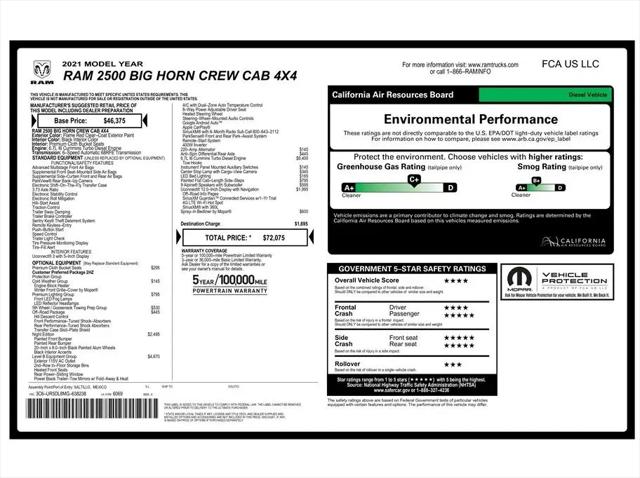 2021 Jeep Ram 2500 Big Horn Crew Cab 4x4 6'4" Box
