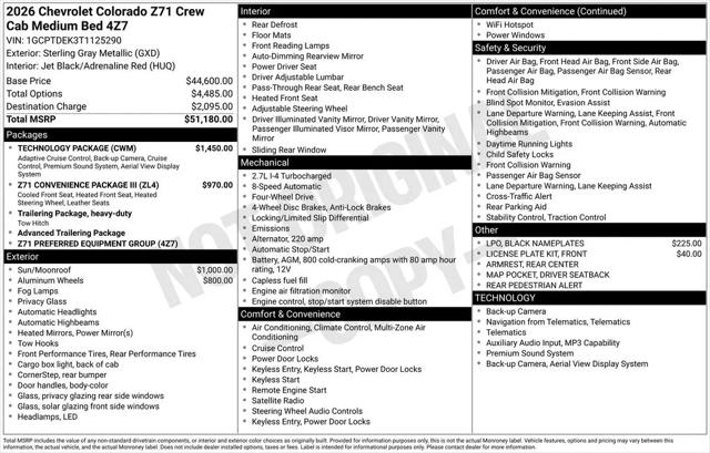 2026 Chevrolet Colorado Z71, 4WD