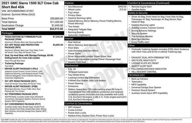 2021 GMC Sierra 1500 4WD Crew Cab Short Box SLT