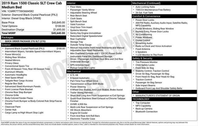 2019 Ram 1500 Classic SLT Crew Cab 4x4 6'4" Box