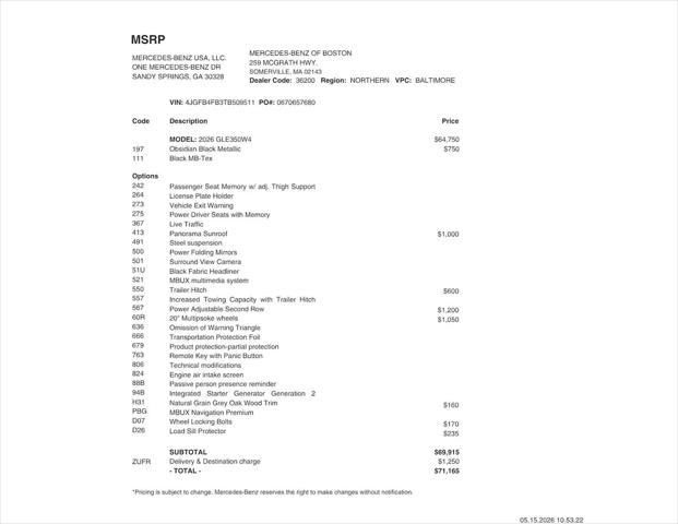 2026 Mercedes-Benz GLE GLE 350 GLE 350