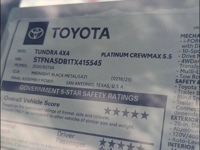 2026 Toyota Tundra Platinum CrewMax 5.5' Bed