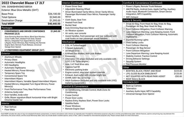 2022 Chevrolet Blazer AWD 2LT