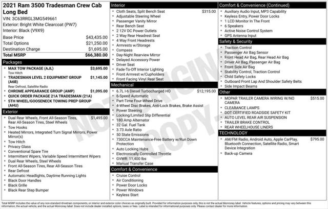 2021 Ram 3500 Tradesman Crew Cab 4x4 8 Box
