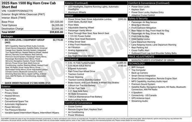 2025 Ram 1500 Big Horn Crew Cab 4x4 5'7" Box