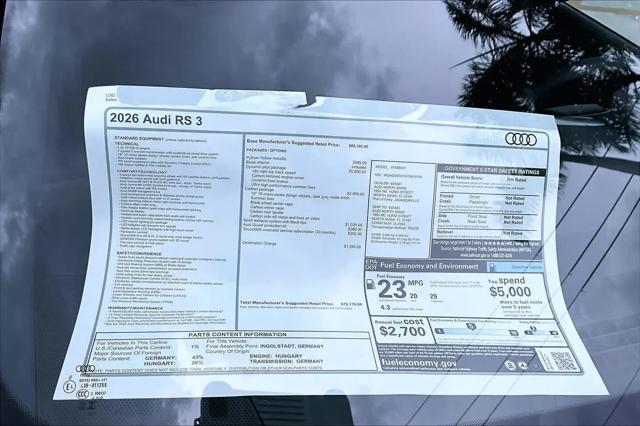 2026 Audi RS 3 TFSI quattro S tronic