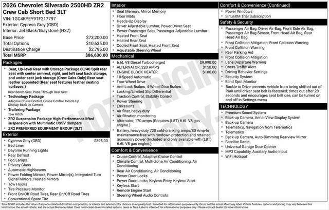 2026 Chevrolet Silverado 2500HD Crew Cab, Standard Bed, XR2, 4WD
