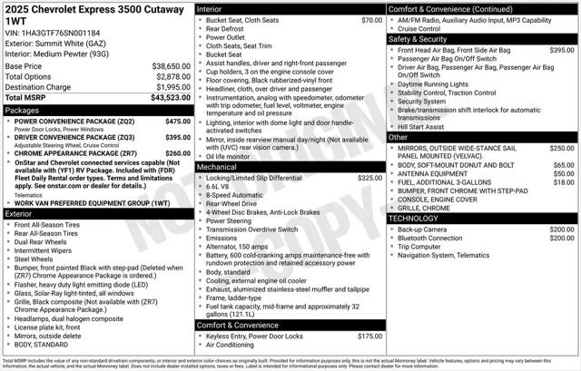 2025 Chevrolet Express Cutaway Work Van