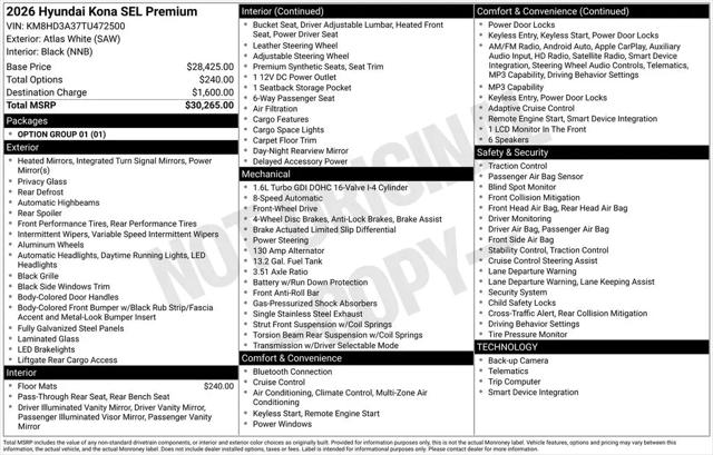 2026 Hyundai Kona SEL Premium
