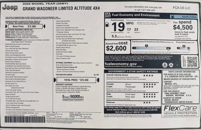 2026 Jeep Grand Wagoneer Limited Altitude 4x4