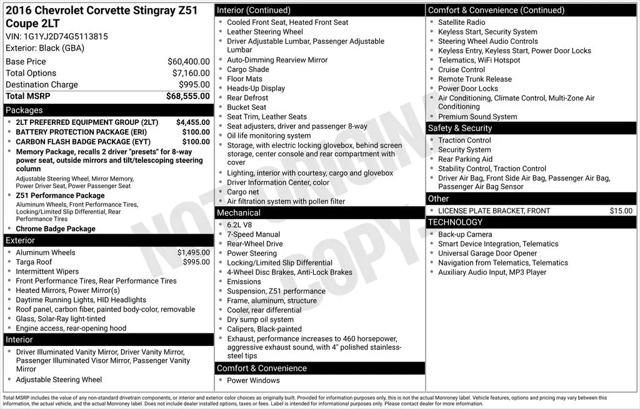 2016 Chevrolet Corvette Stingray Z51