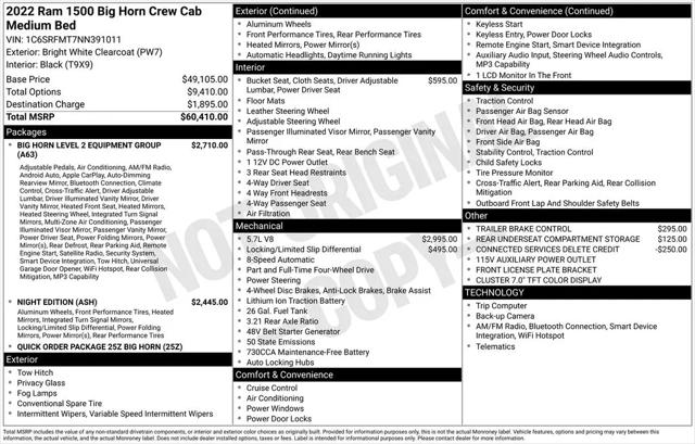 2022 Ram 1500 Big Horn Crew Cab 4x4 6'4" Box