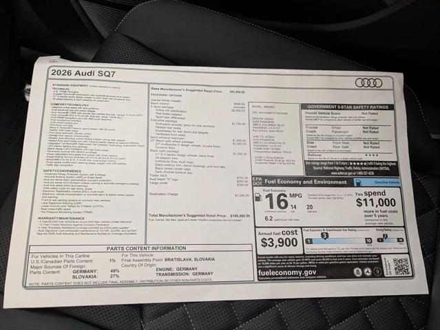 2026 Audi SQ7 Premium Plus TFSI quattro tiptronic