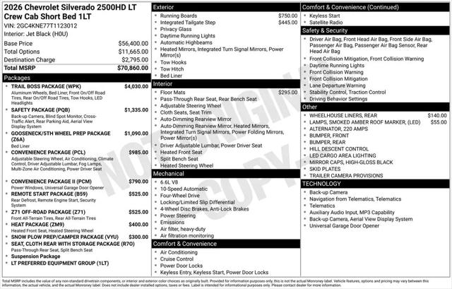 2026 Chevrolet Silverado 2500HD Crew Cab, Standard Bed, LT, 4WD