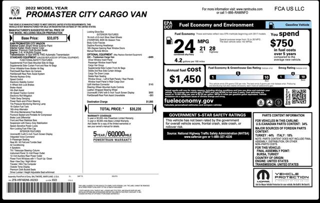 2022 Ram ProMaster City Cargo Van Cargo Van