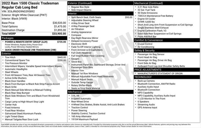 2022 Ram 1500 Classic Tradesman Regular Cab 4x2 8' Box for sale in Cincinnati, OH