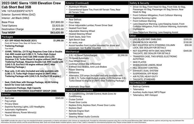 2023 GMC Sierra 1500 4WD Crew Cab Short Box Elevation with 3SB