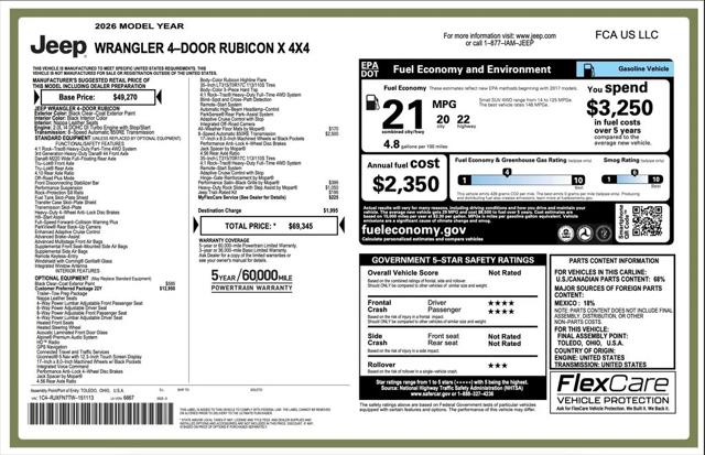 2026 Jeep Wrangler WRANGLER 4-DOOR RUBICON X 2026 Jeep Wrangler WRANGLER 4-DOOR RUBICON X