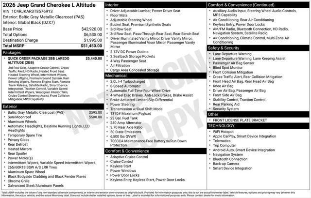 2026 Jeep Grand Cherokee L Altitude 4x4