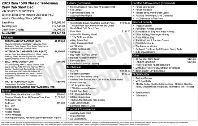 2023 Ram 1500 Classic Tradesman Crew Cab 4x4 5'7" Box