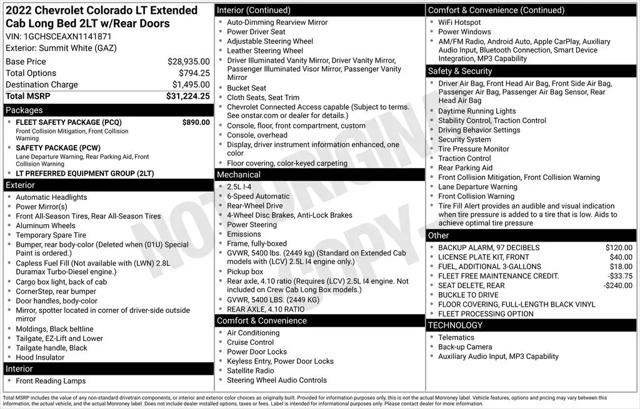 2022 Chevrolet Colorado 2WD Extended Cab Long Box LT