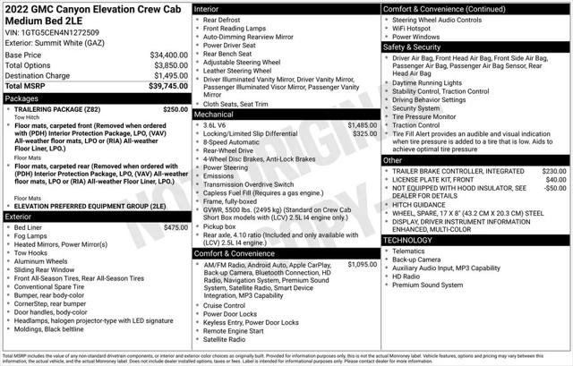 2022 GMC Canyon 2WD Crew Cab Short Box Elevation