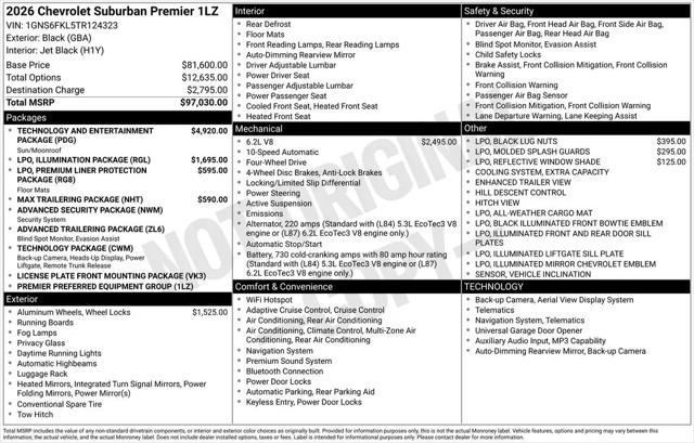 2026 Chevrolet Suburban Premier, 4WD