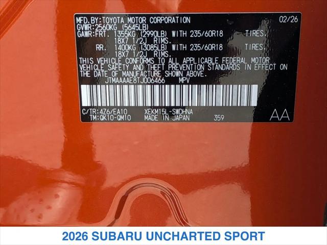 2026 Subaru Uncharted Sport