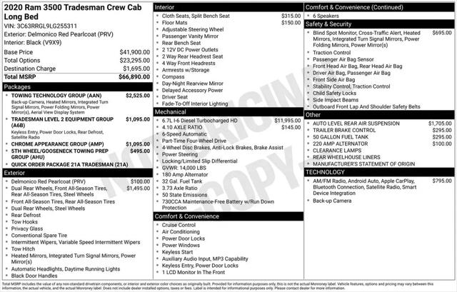 2020 Ram 3500 Tradesman Crew Cab 4x4 8' Box