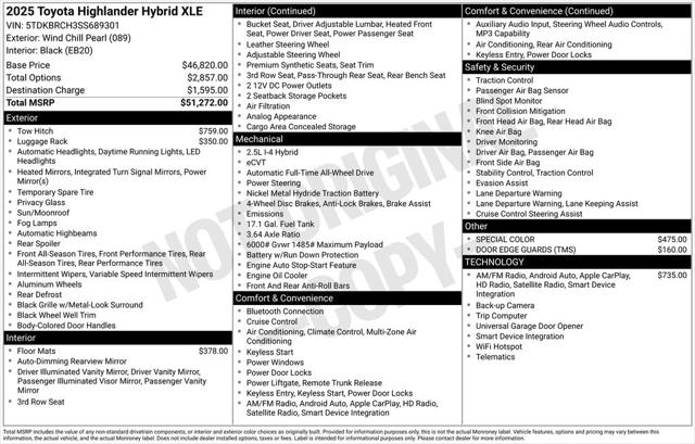 2025 Toyota Highlander Hybrid XLE 2025 Toyota Highlander Hybrid XLE