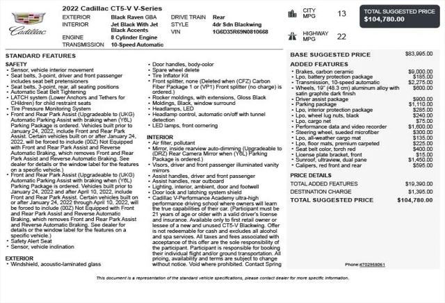 2022 Cadillac CT5-V V-Series Blackwing