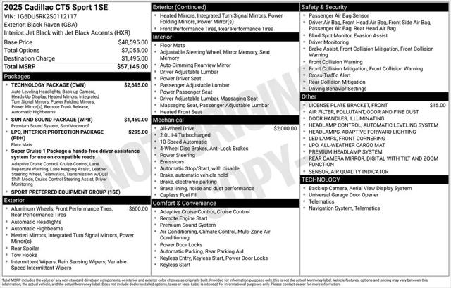 2025 Cadillac CT5 Sport RWD