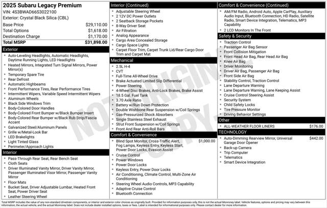 2025 Subaru Legacy Premium