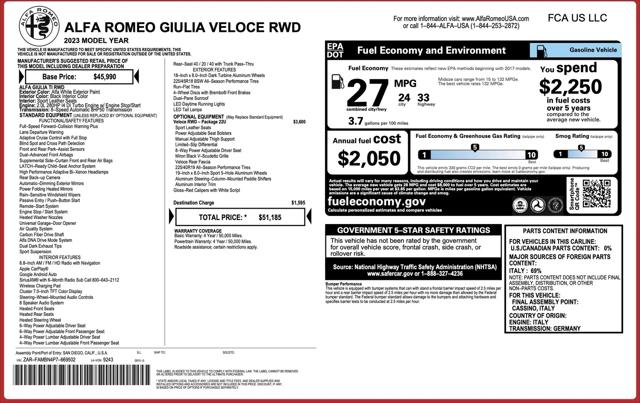 2023 Alfa Romeo Giulia Veloce RWD