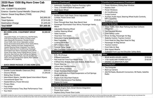 2020 Ram 1500 Big Horn Crew Cab 4x4 5'7" Box