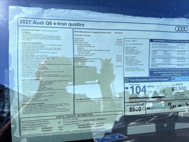 2027 Audi Q6 e-tron Premium