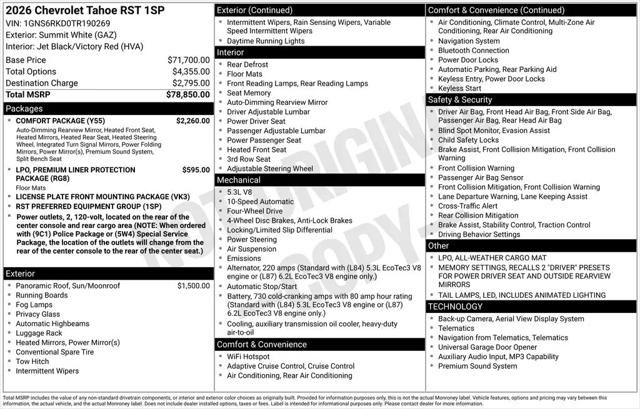 2026 Chevrolet Tahoe 4WD RST