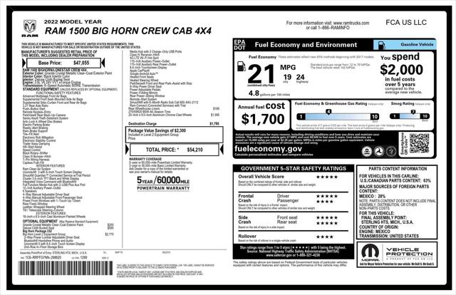 2022 Ram 1500 Big Horn Crew Cab 4x4 5'7" Box