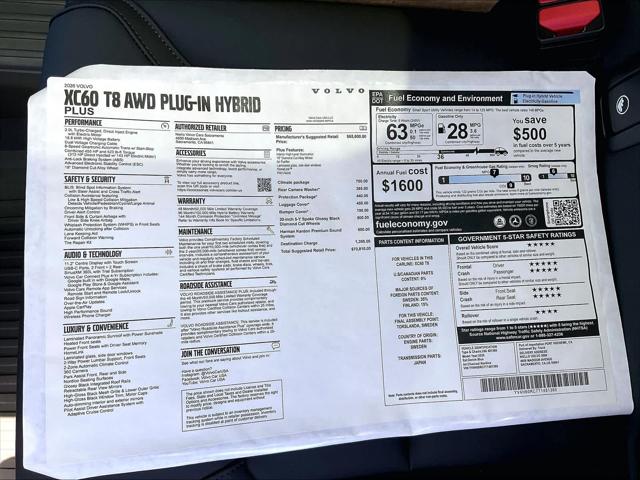 2026 Volvo XC60 Plug-In Hybrid Plus, T8 AWD Electric/Gasoline, Dark