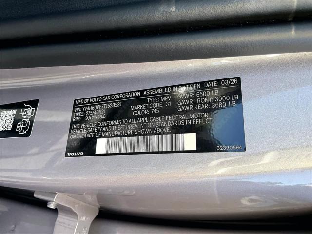2026 Volvo XC90 Plug-In Hybrid Ultra, T8 AWD, Electric/Gasoline, Bright, 7 Seats