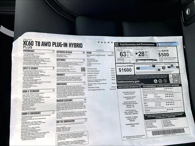 2026 Volvo XC60 Plug-In Hybrid Plus, T8 AWD Electric/Gasoline, Dark