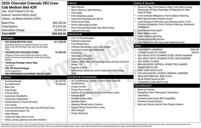 2026 Chevrolet Colorado ZR2, 4WD