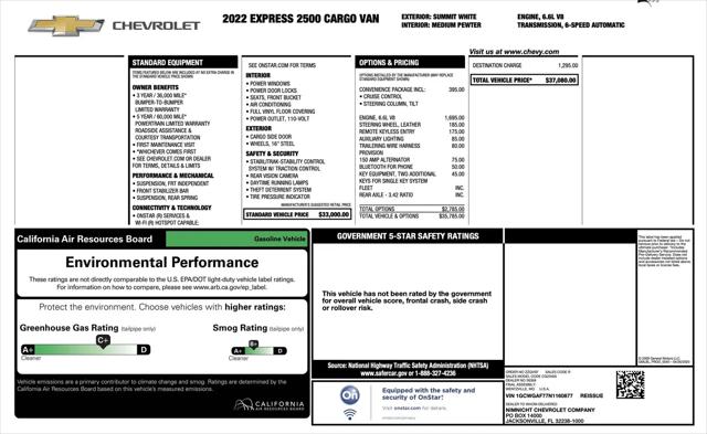 2022 Chevrolet Express Cargo Van RWD 2500 Regular Wheelbase WT