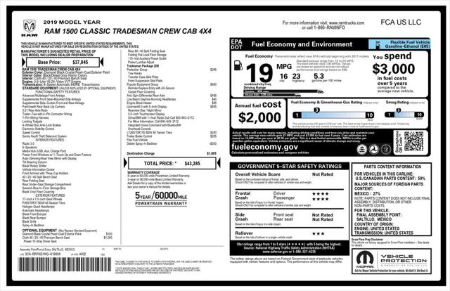 2019 Ram 1500 Classic Tradesman Crew Cab 4x4 5'7" Box