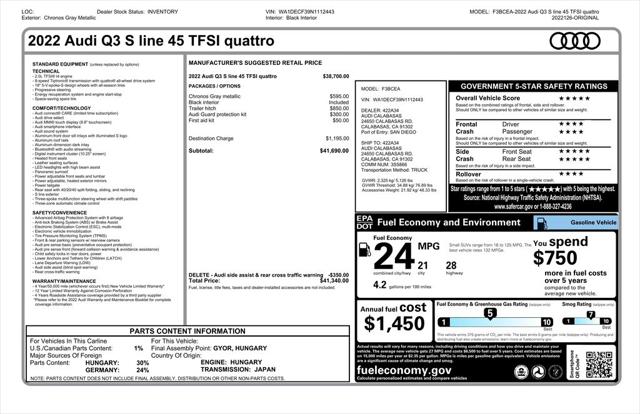 2022 Audi Q3 Premium 45 TFSI S line quattro Tiptronic