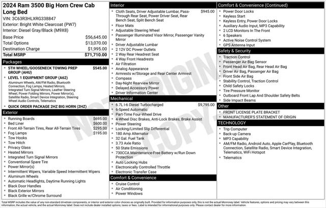 2024 Ram 3500 Big Horn Crew Cab 4x4 8' Box