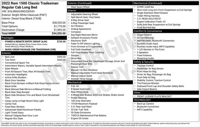 2022 Ram 1500 Classic Tradesman Regular Cab 4x2 8' Box